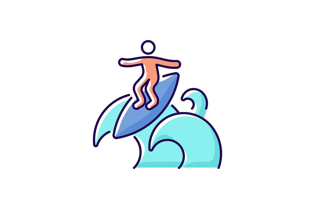 Surfing RGB color icons set