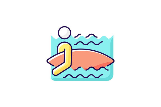 Surfing RGB color icons set
