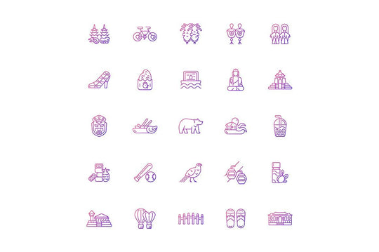 Taiwan gradient linear vector icons set