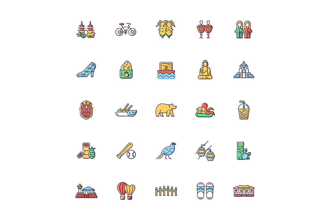 Taiwan RGB color icons set