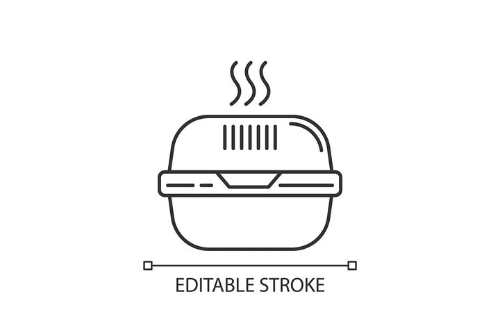 Takeaway food packages pixel perfect linear icons set
