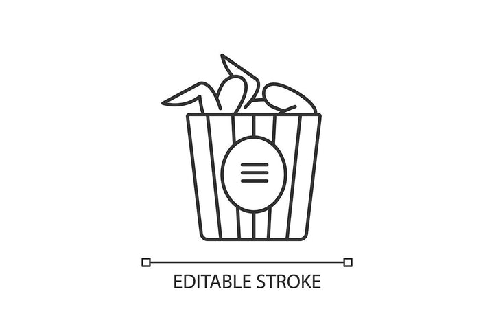 Takeaway food packages pixel perfect linear icons set