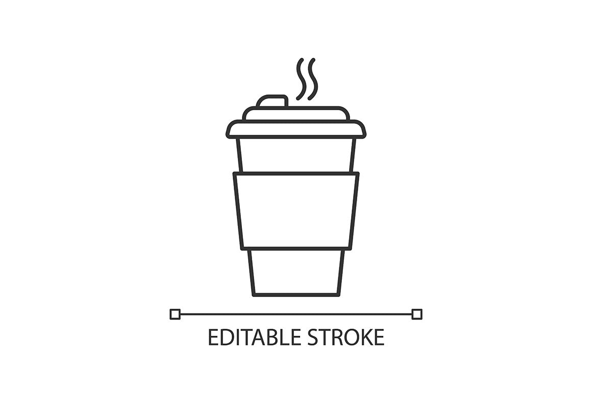 Takeaway food packages pixel perfect linear icons set