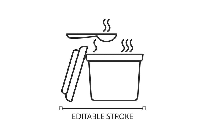 Takeaway food packages pixel perfect linear icons set