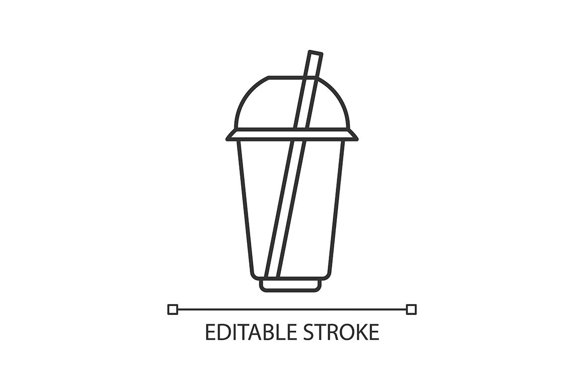 Takeaway food packages pixel perfect linear icons set