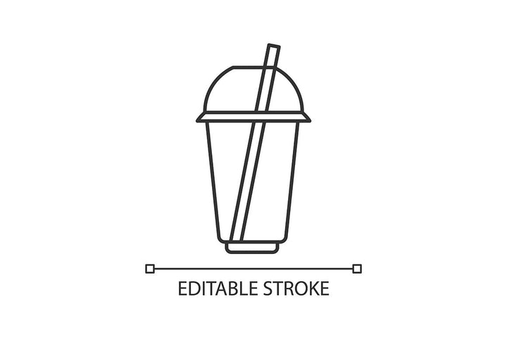 Takeaway food packages pixel perfect linear icons set