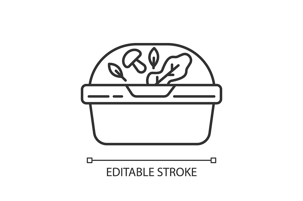 Takeaway food packages pixel perfect linear icons set