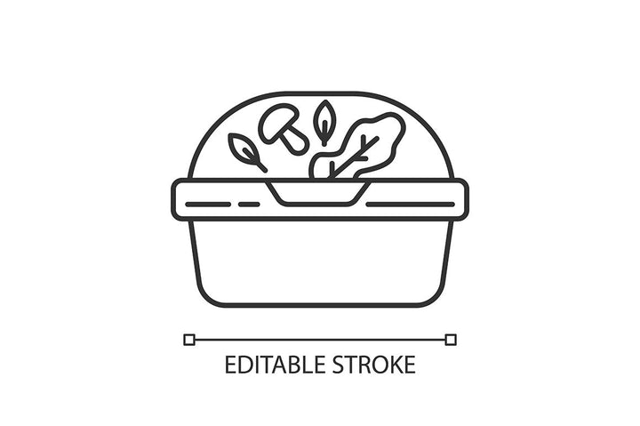 Takeaway food packages pixel perfect linear icons set