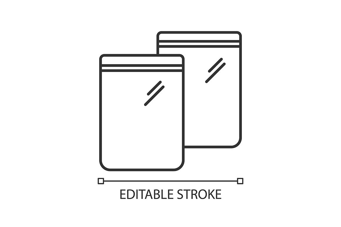 Takeaway food packages pixel perfect linear icons set
