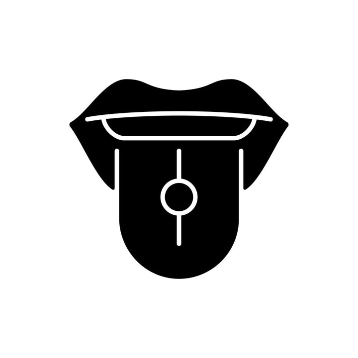 Tattoo and piercing black glyph icons set on white space