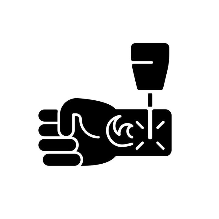 Tattoo and piercing black glyph icons set on white space