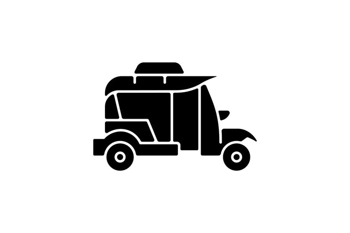 Taxi types black glyph icons set on white space