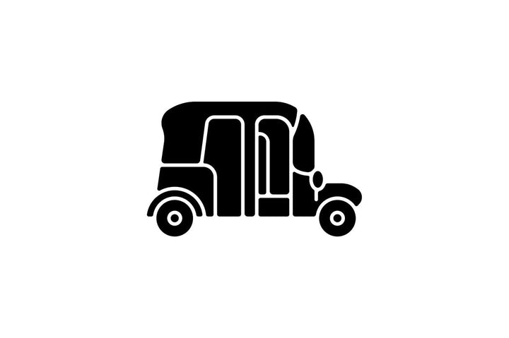 Taxi types black glyph icons set on white space