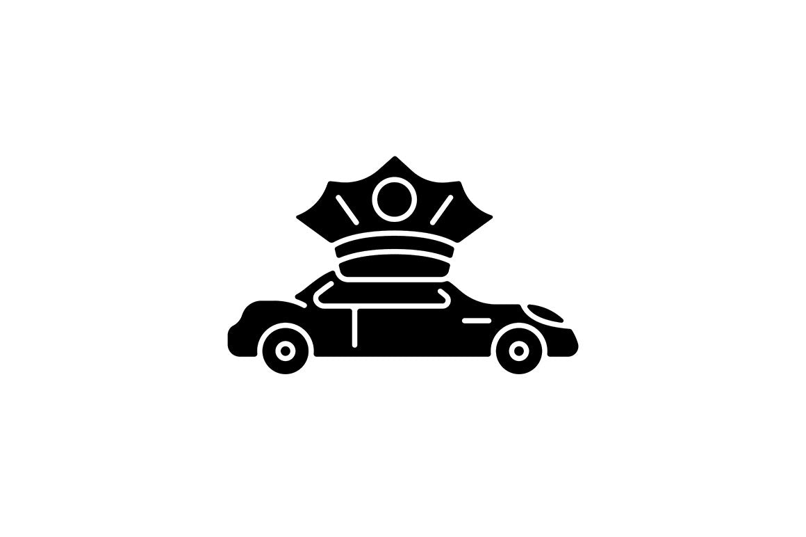Taxi types black glyph icons set on white space