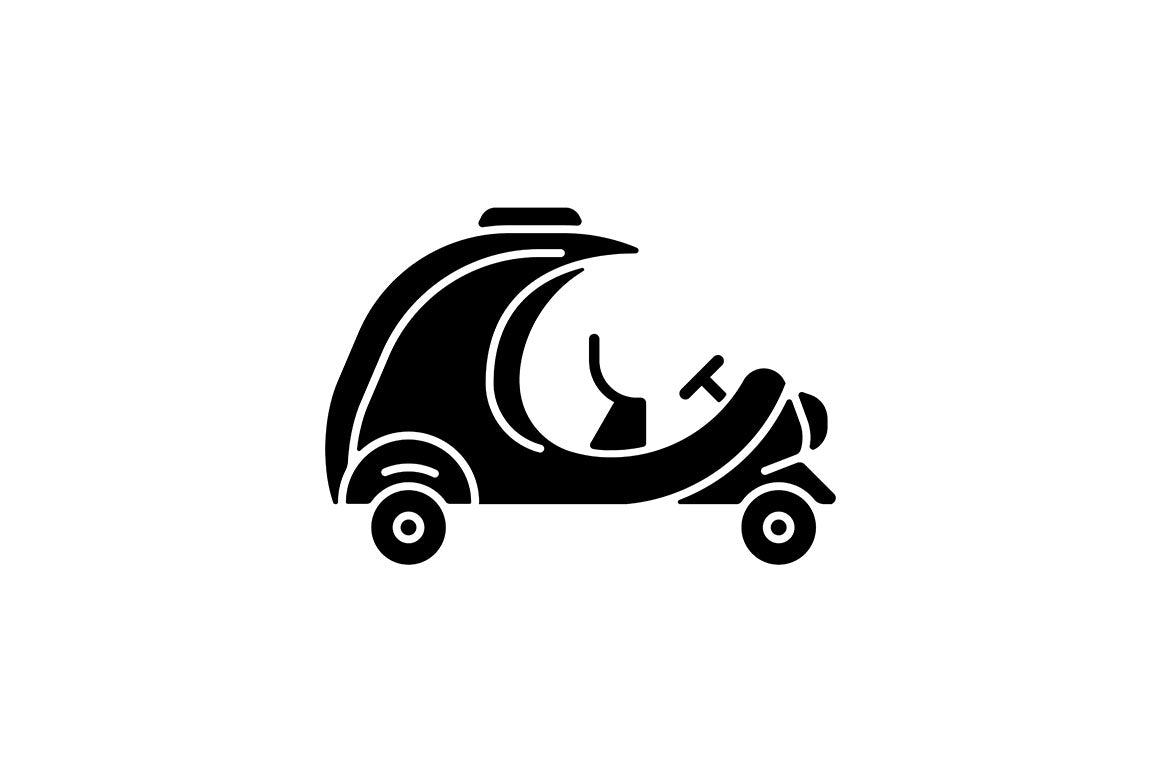 Taxi types black glyph icons set on white space