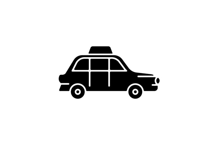 Taxi types black glyph icons set on white space