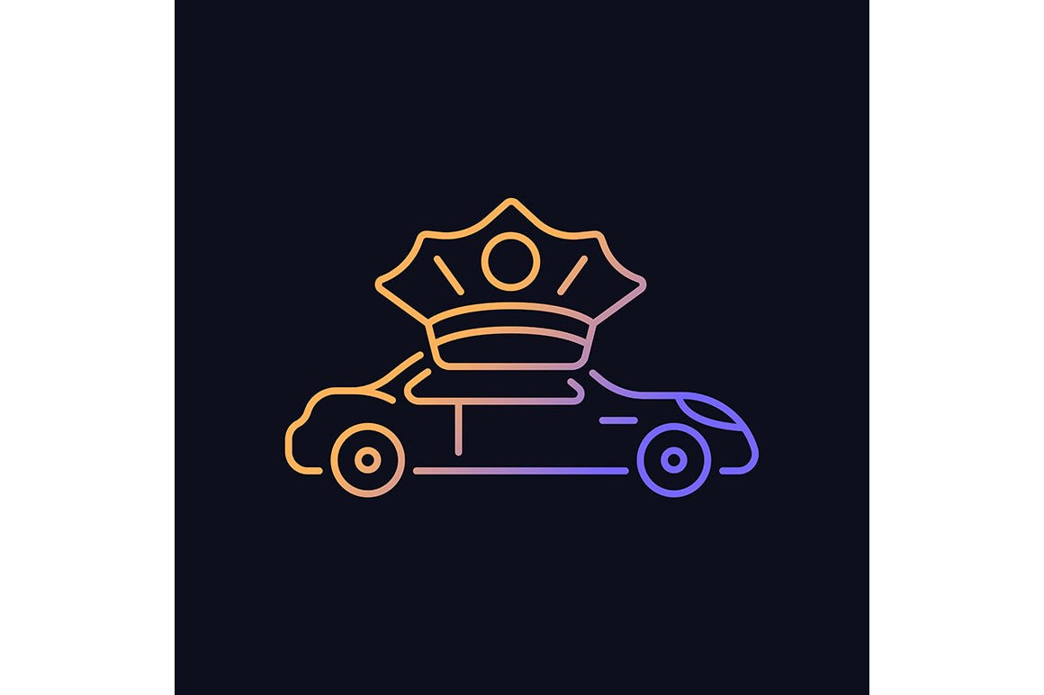 Taxi types gradient icons set for dark and light mode