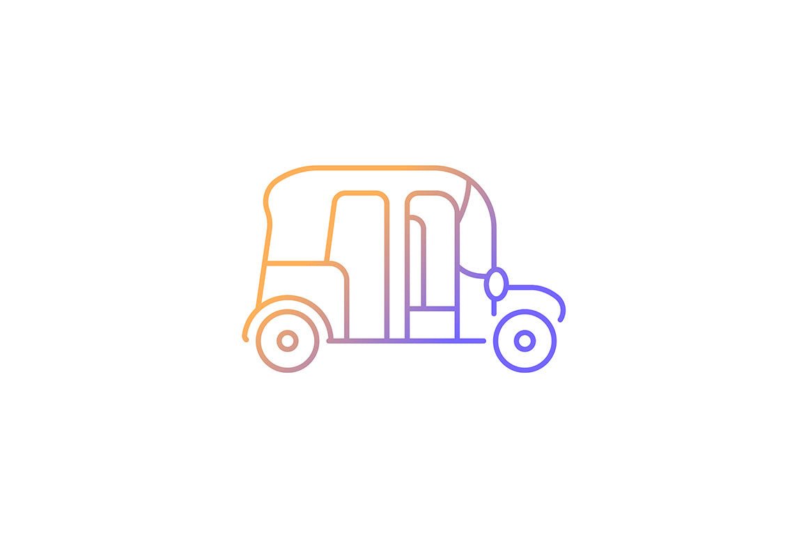Taxi types gradient icons set for dark and light mode