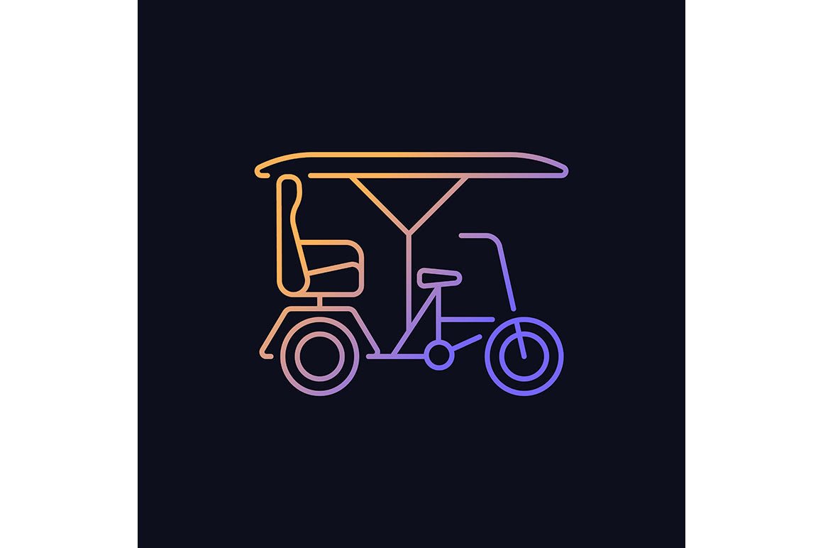 Taxi types gradient icons set for dark and light mode