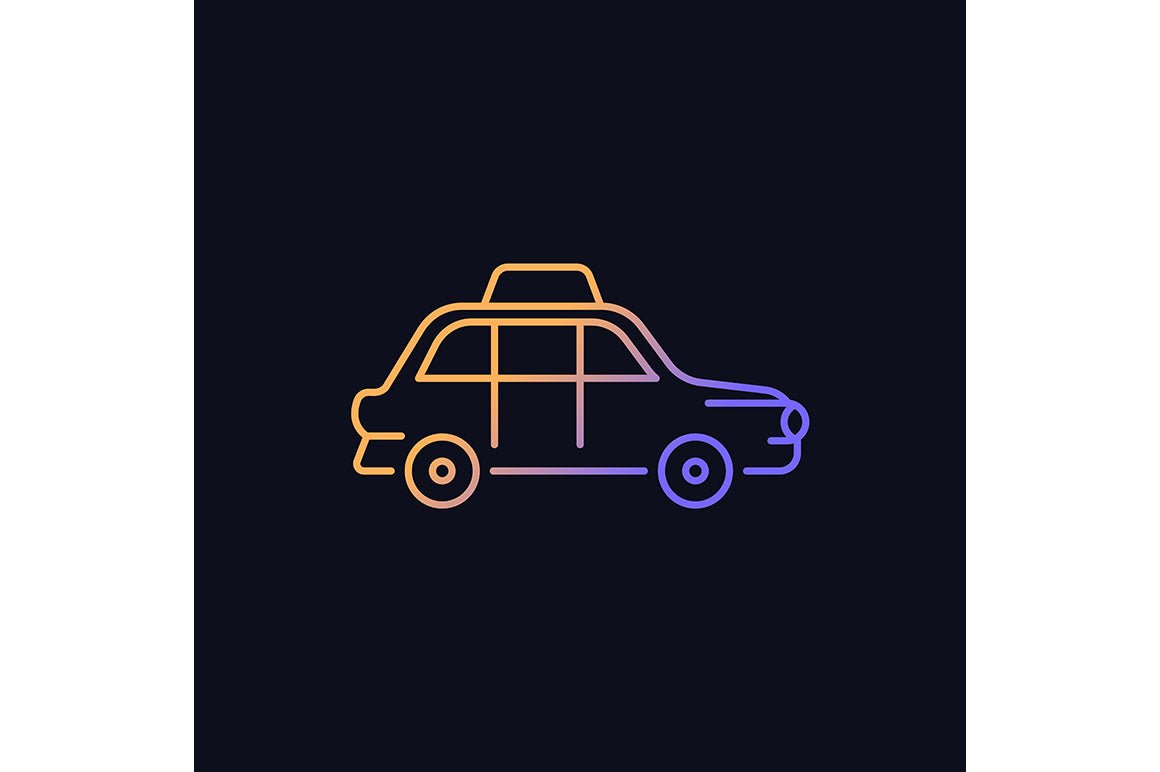 Taxi types gradient icons set for dark and light mode