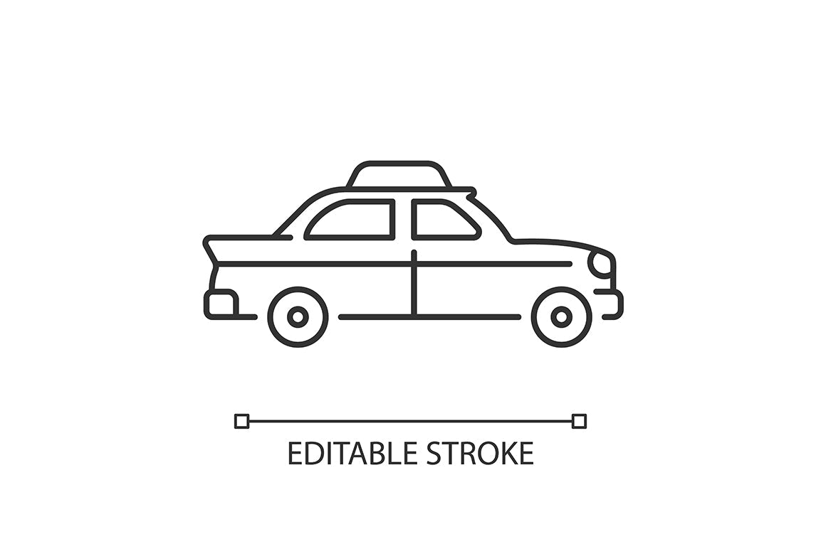 Taxi types linear icons set for dark and light mode