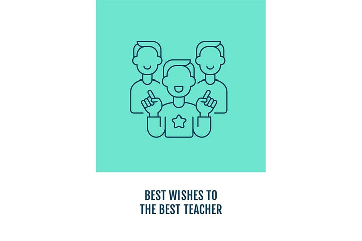 Teachers day worldwide postcards with linear glyph icon set