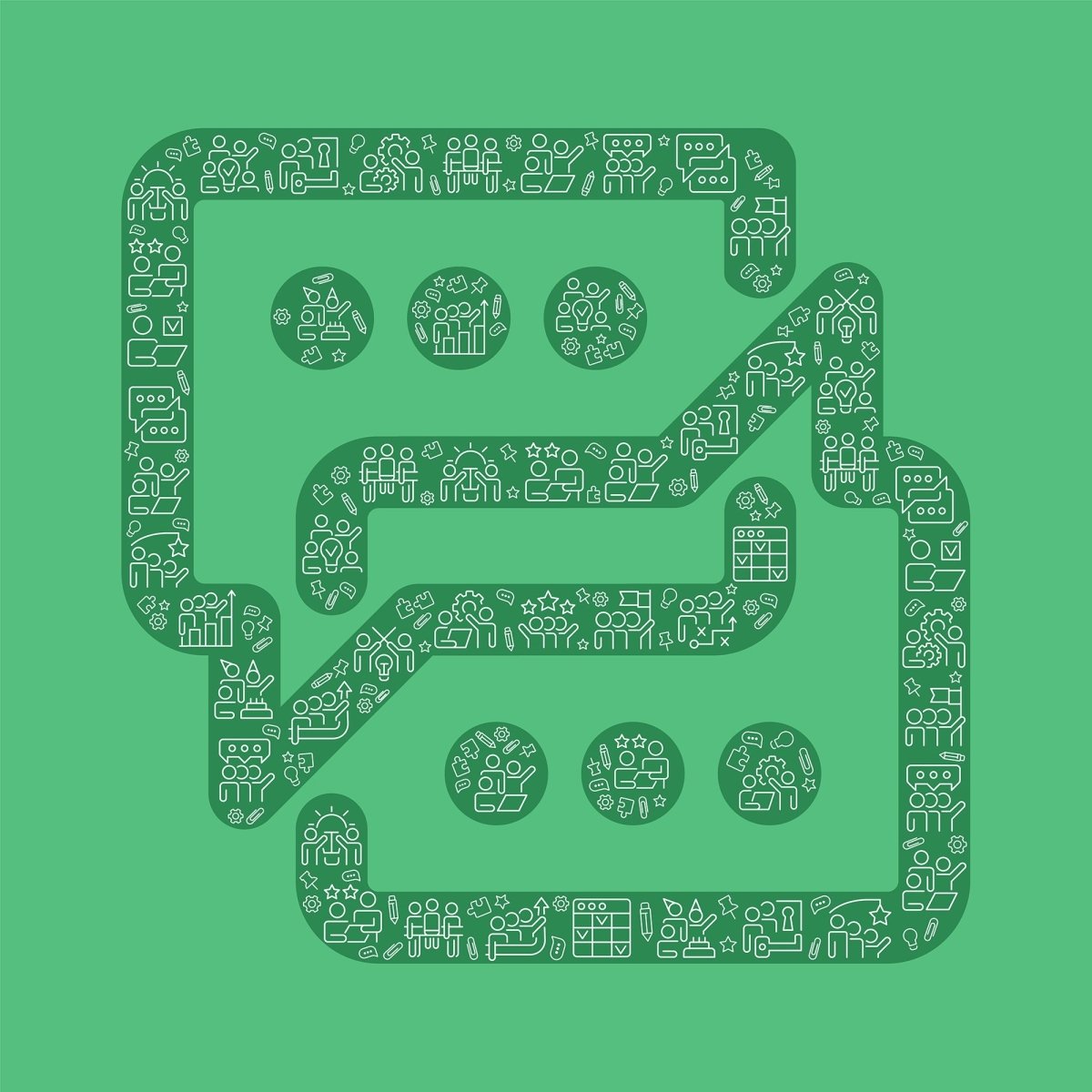 Team communication pixel perfect shaped concept filled with editable linear icons