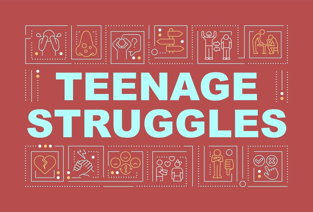 Teenage concerns word concept banner set