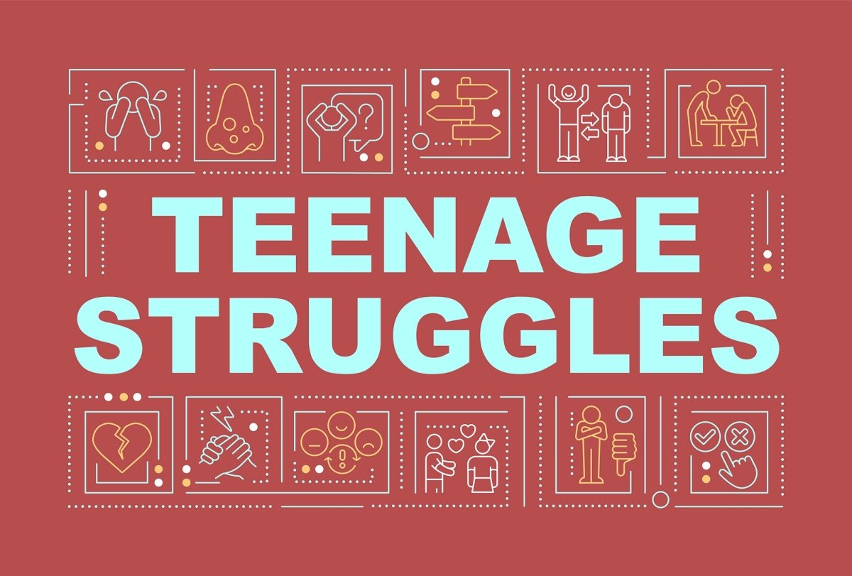 Teenage concerns word concept banner set