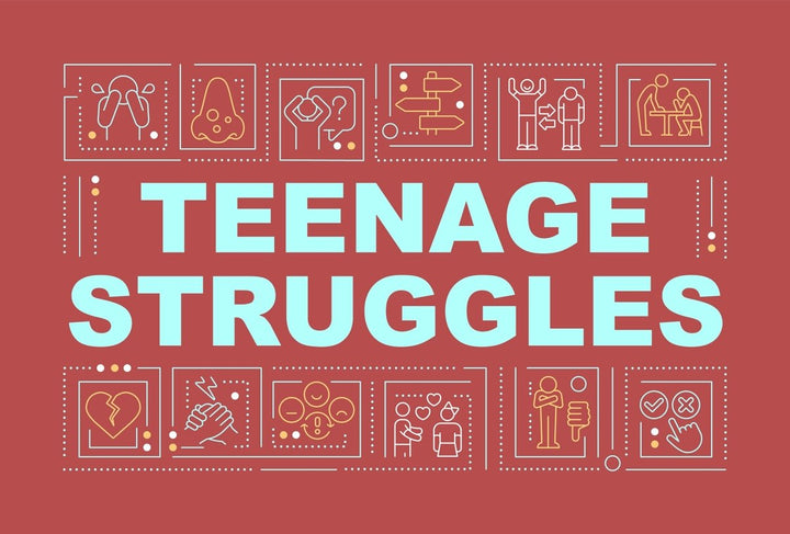 Teenage concerns word concept banner set