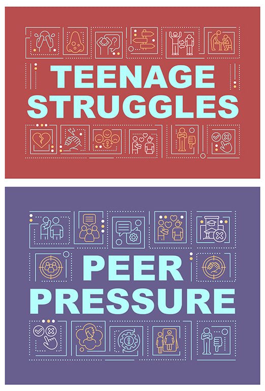 Teenage concerns word concept banner set