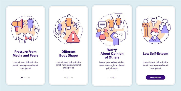 Teenage issues mobile app screen set