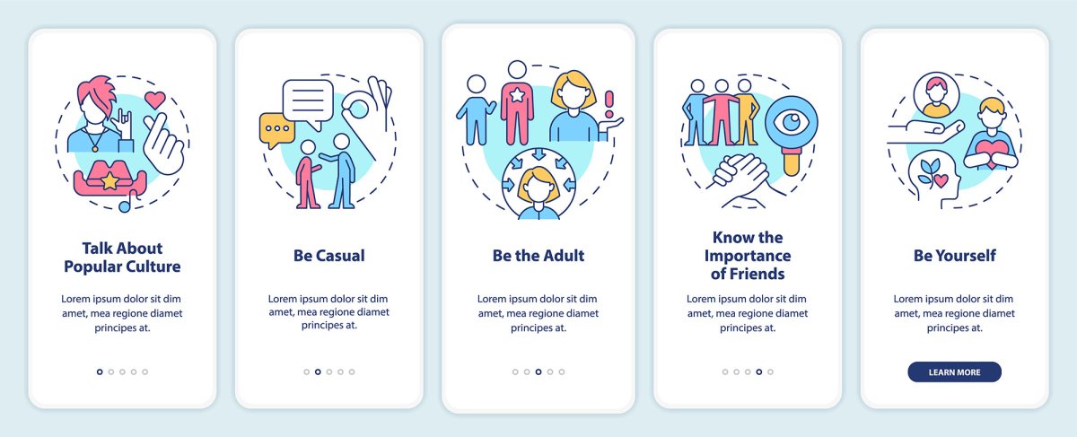 Teenage issues mobile app screen set