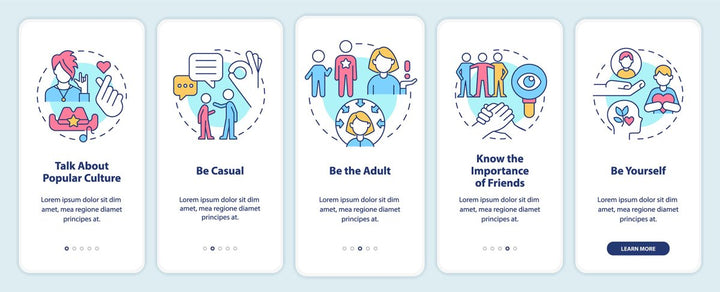 Teenage issues mobile app screen set