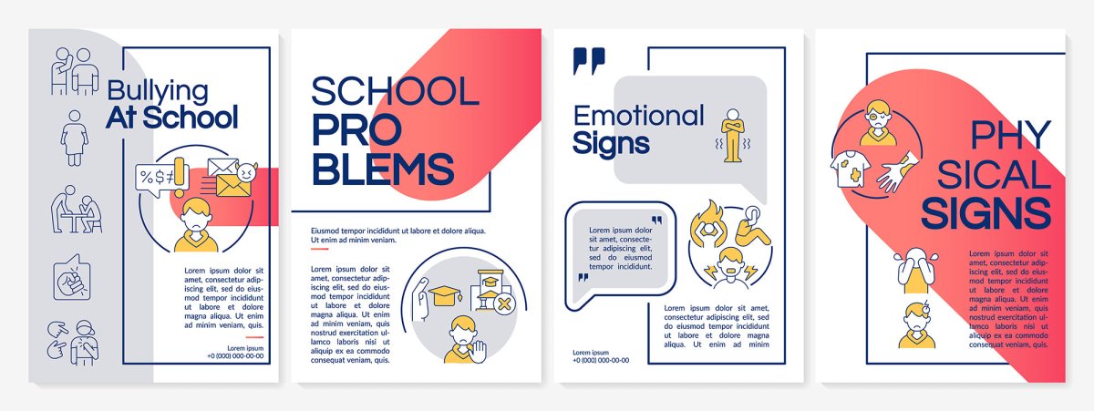 Teenage problems brochure template set