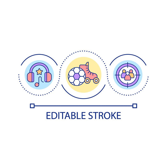 Teenage struggles loop concept icon set