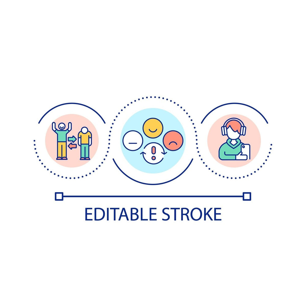 Teenage struggles loop concept icon set