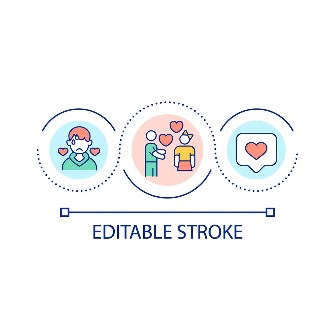 Teenage struggles loop concept icon set