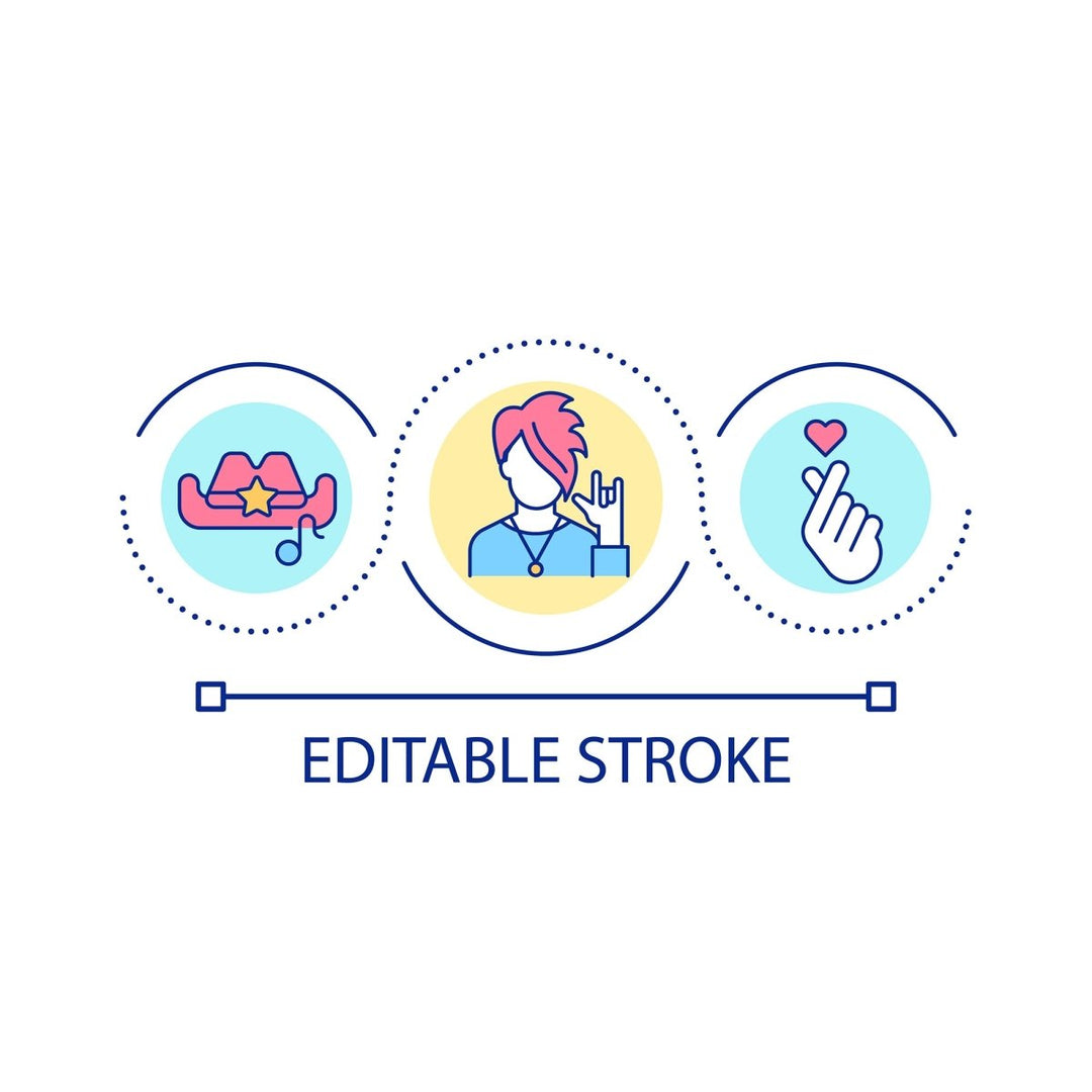 Teenage struggles loop concept icon set
