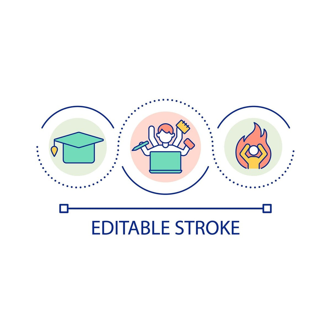 Teenage struggles loop concept icon set