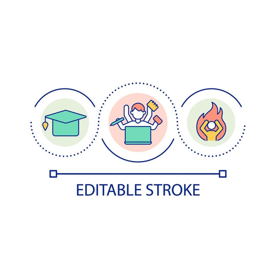 Teenage struggles loop concept icon set
