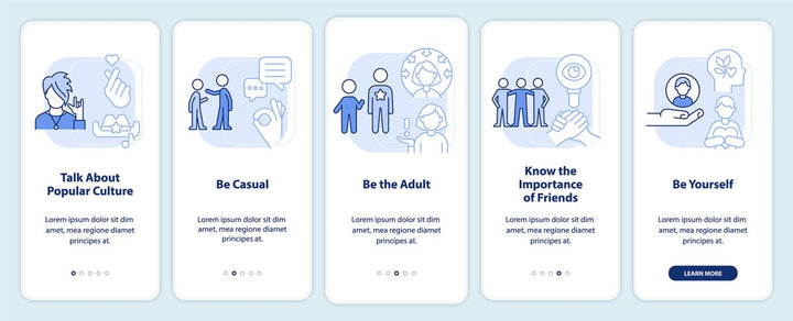 Teenage struggles mobile app screen set