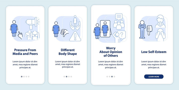 Teenage struggles mobile app screen set