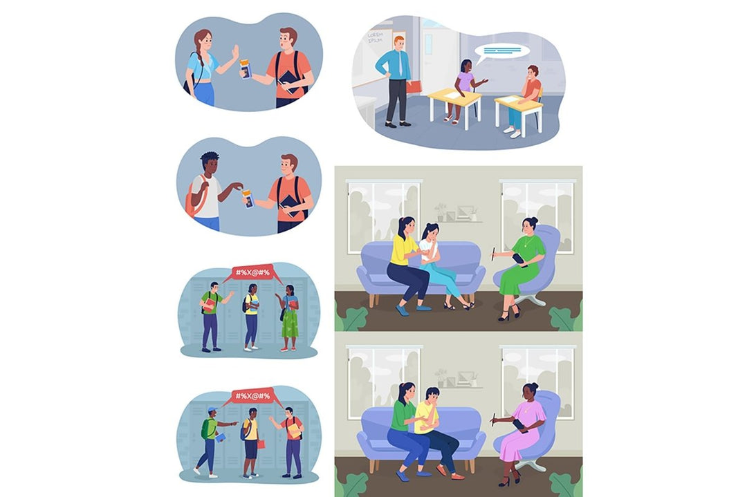 Teenagers 2D vector isolated illustrations set
