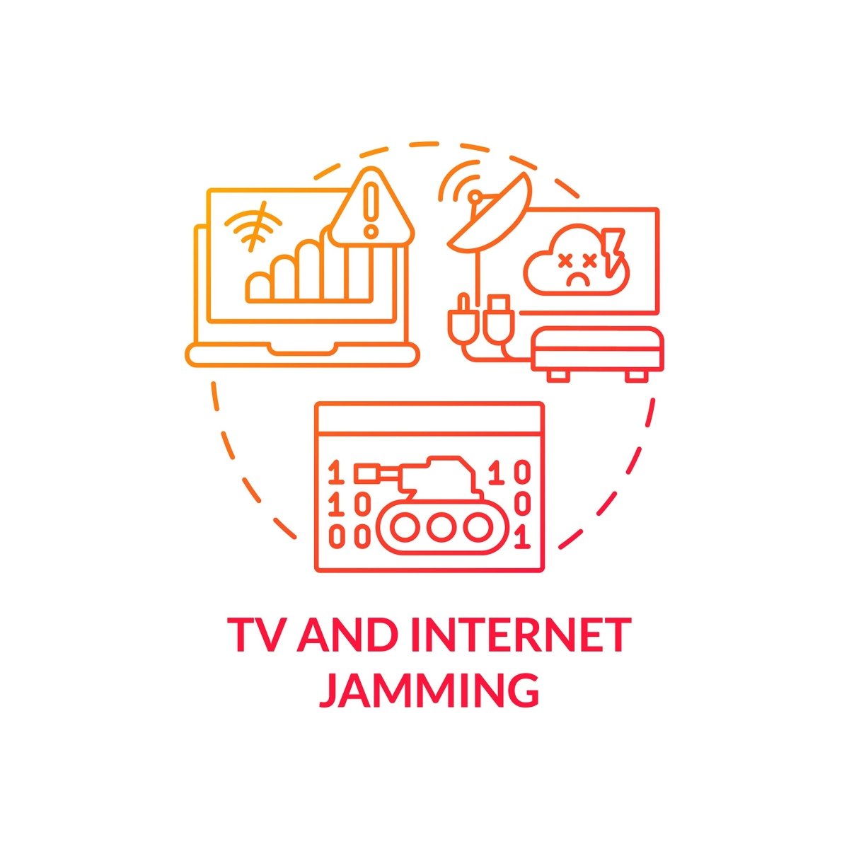 Television and internet jamming red gradient concept icon