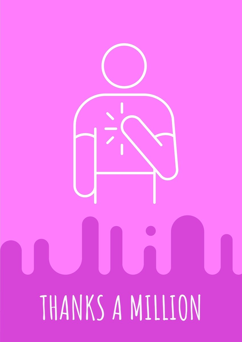 Thank you postcard with linear glyph icon