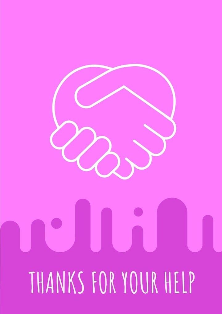 Thank you postcard with linear glyph icon