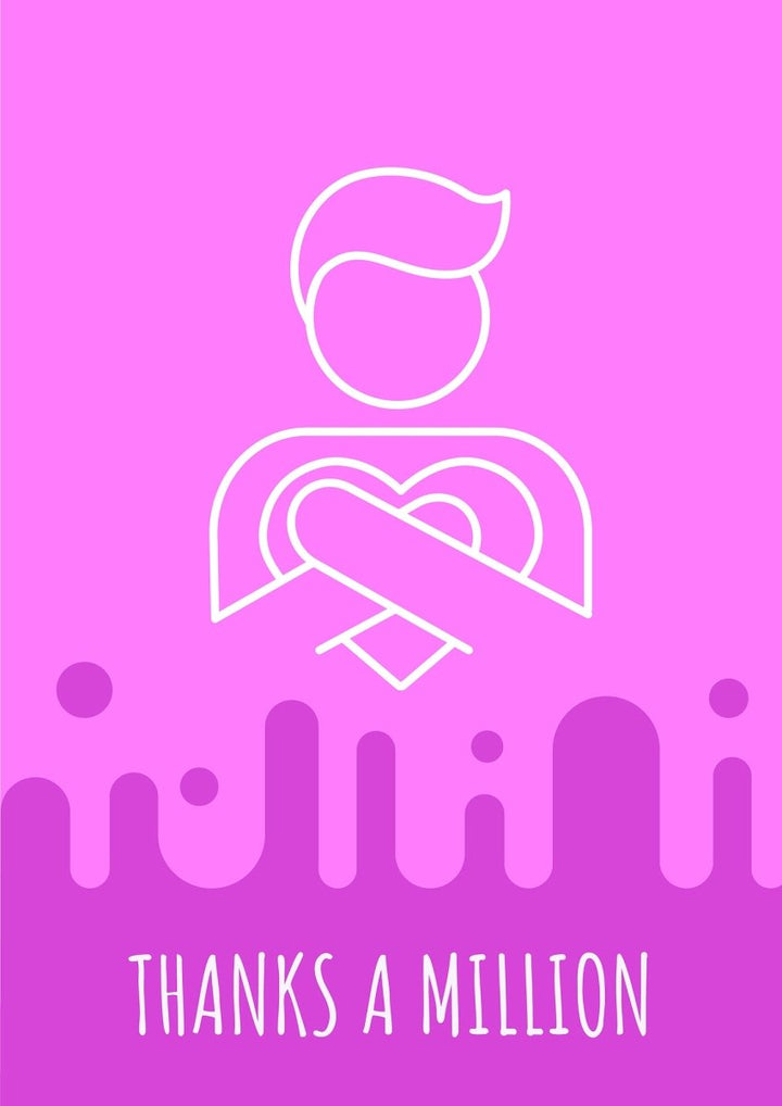 Thank you postcard with linear glyph icon