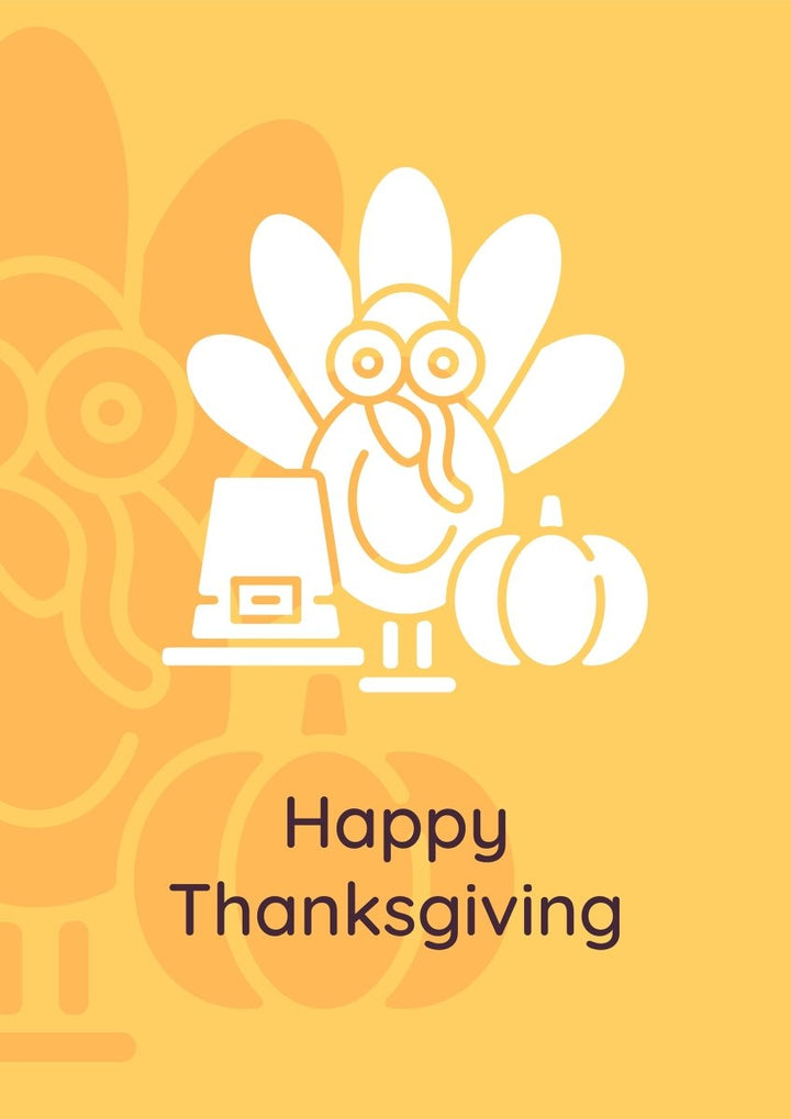 Thanksgiving celebration greeting cards with glyph icon element set