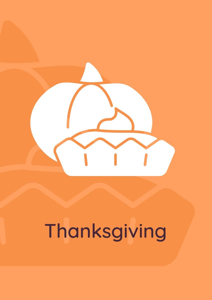 Thanksgiving celebration greeting cards with glyph icon element set